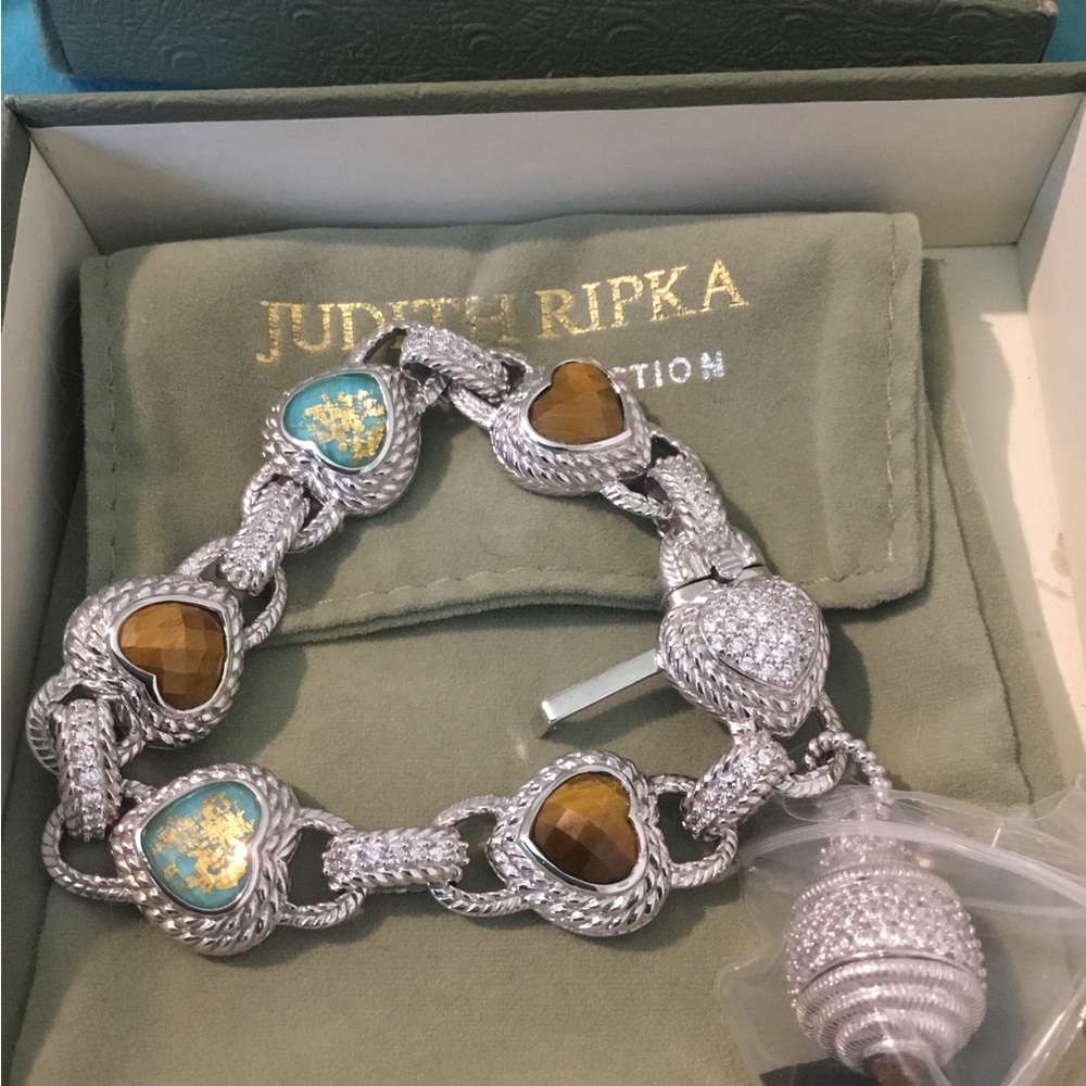 NWOT Rare Judith Ripka Silver Gemstone & Diamoniqe Bracelet - Picture 2 of 16
